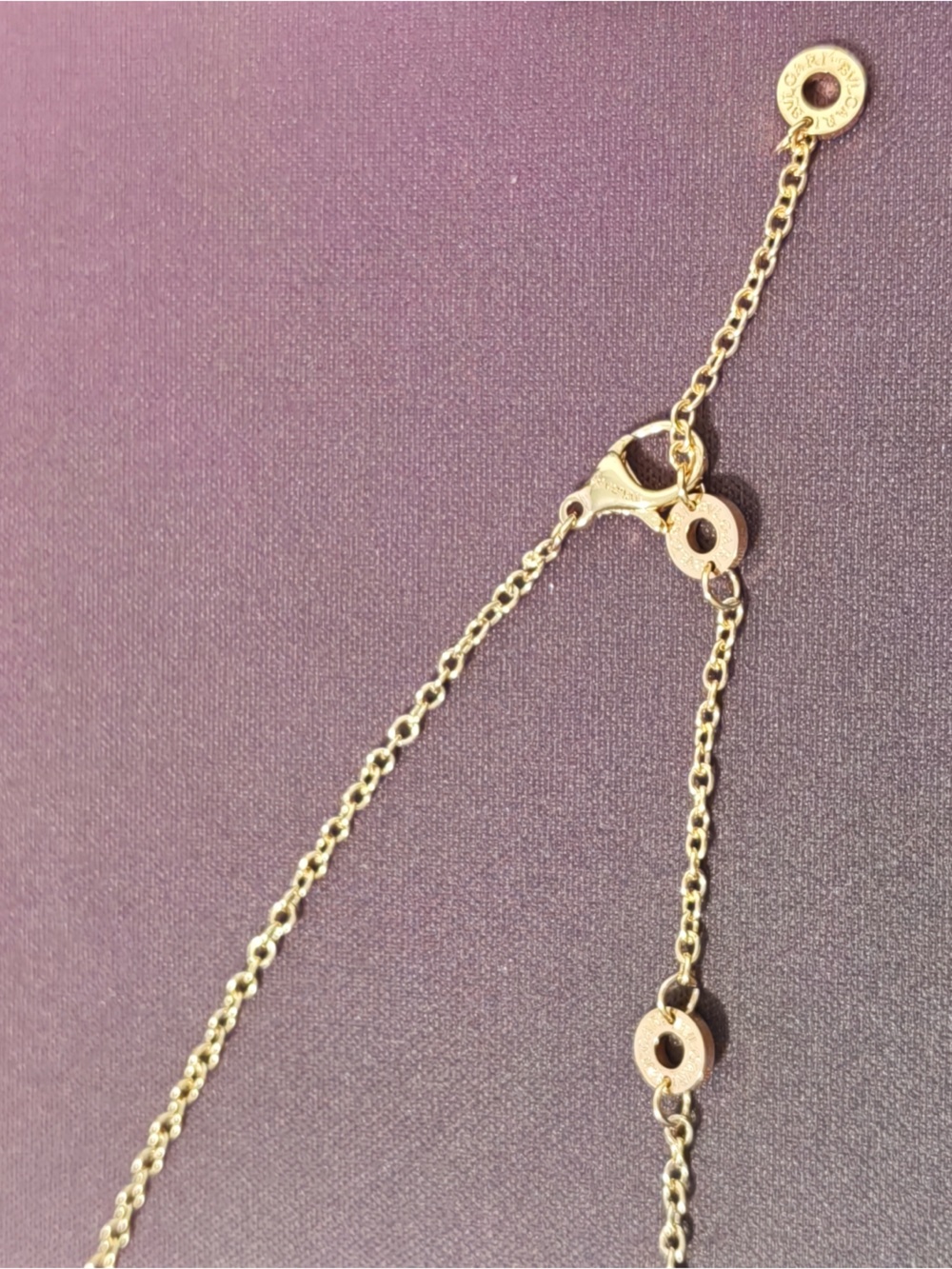 Bulgari Gold-Tone Necklace with Mint Green Ceramic Pendant - Picture 5 of 9